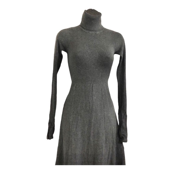 Zara charcoal gray knit stretch turtleneck fitted long sleeve sweater dress‎ - Picture 2 of 16
